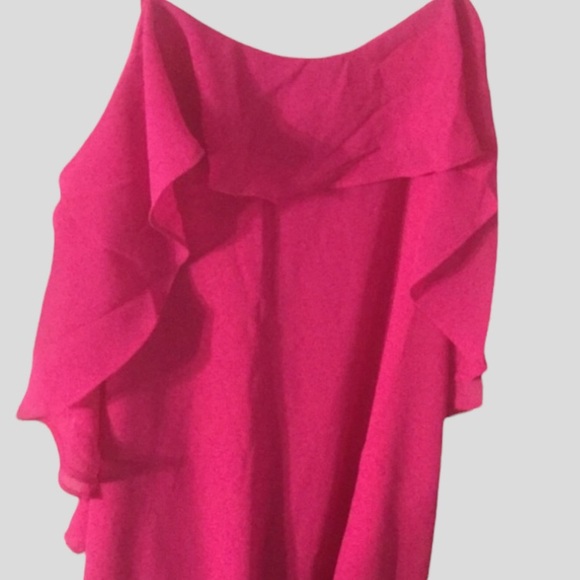 FUCHSIA RUFFLED DETAILED FLOWY TUNIC DRESS - Picture 6 of 9